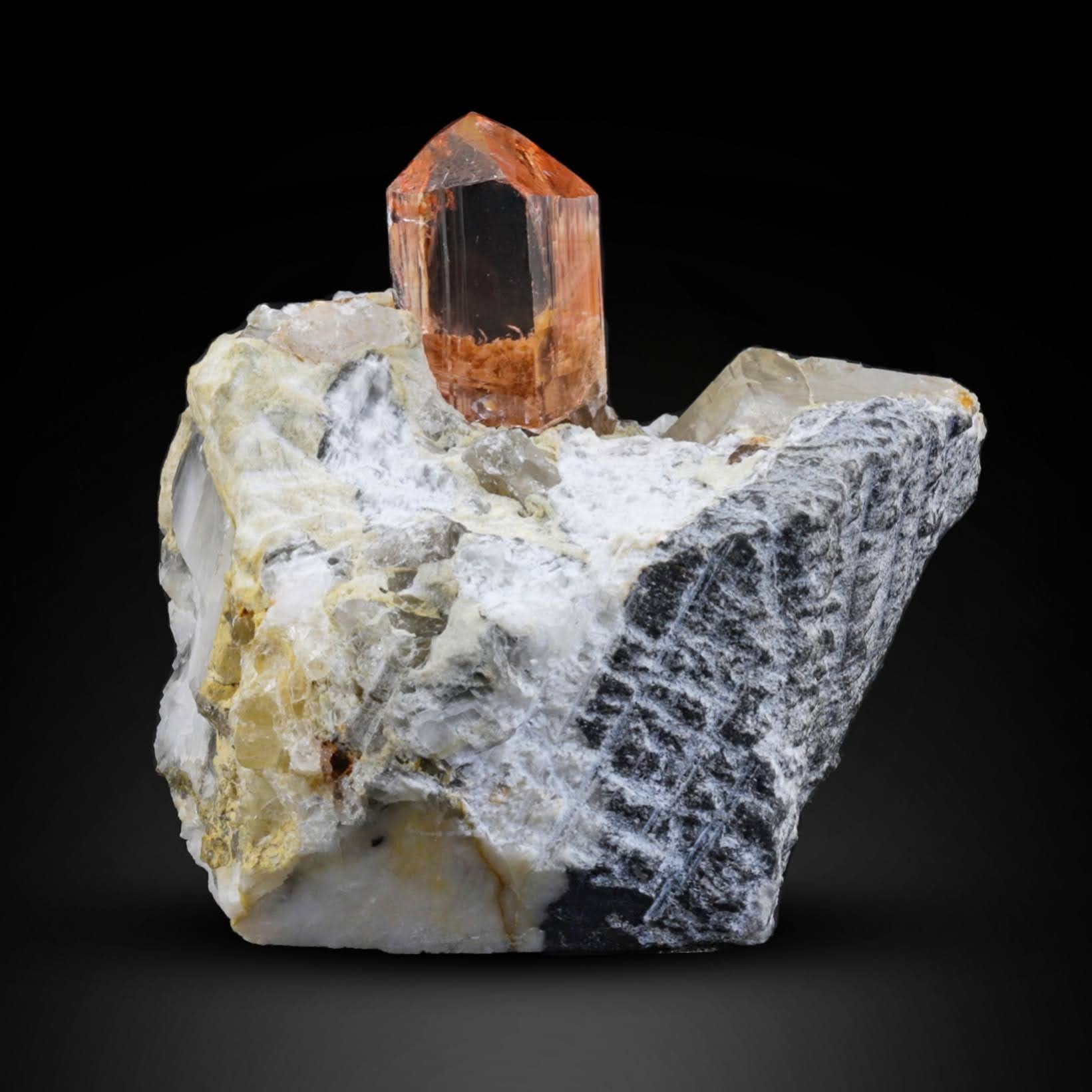 Topaz Crystal on Calcite Specimen