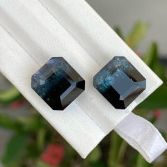 Natural Unusual Bi-color Tourmaline Gemstone Pair