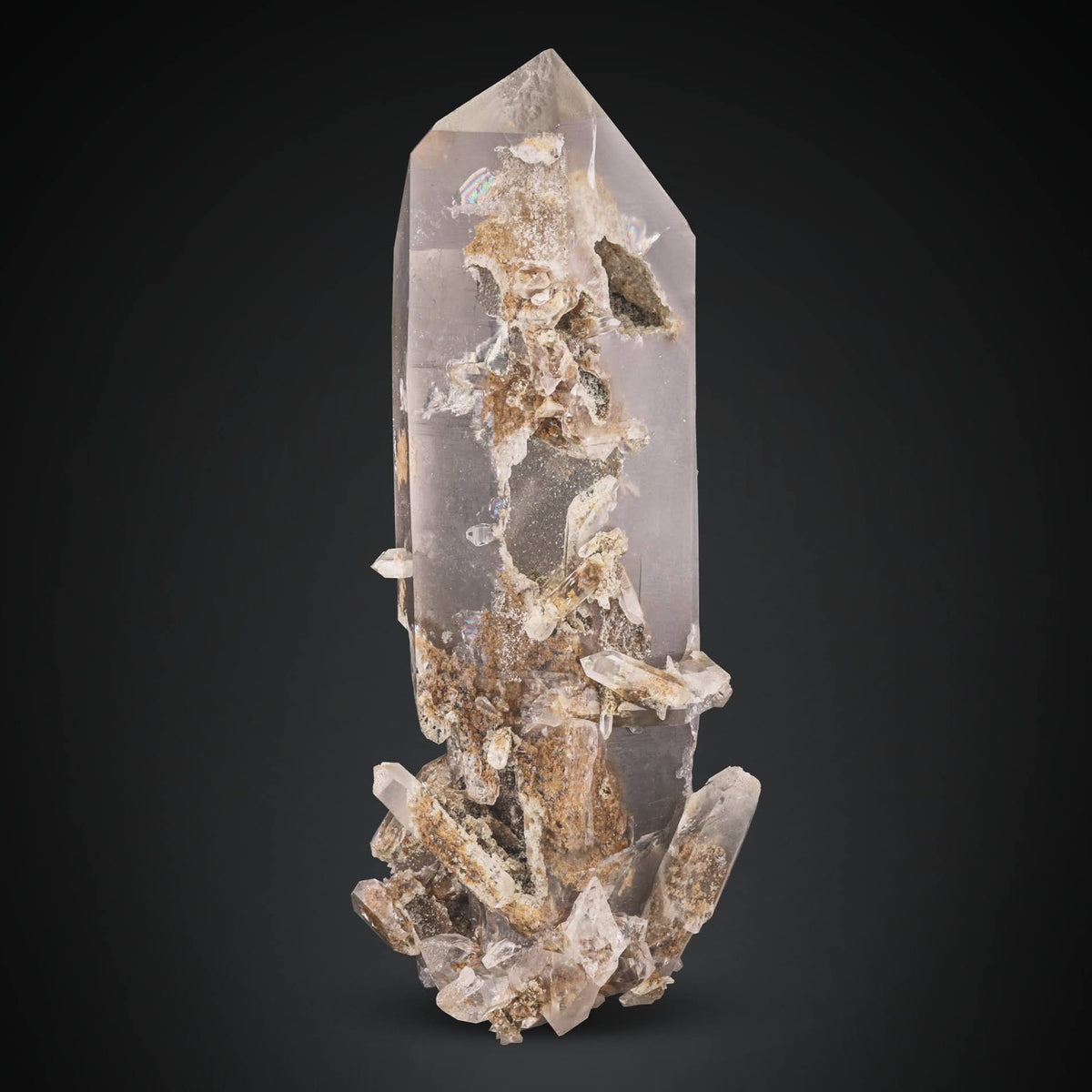 Double Terminated Quartz on Calcite