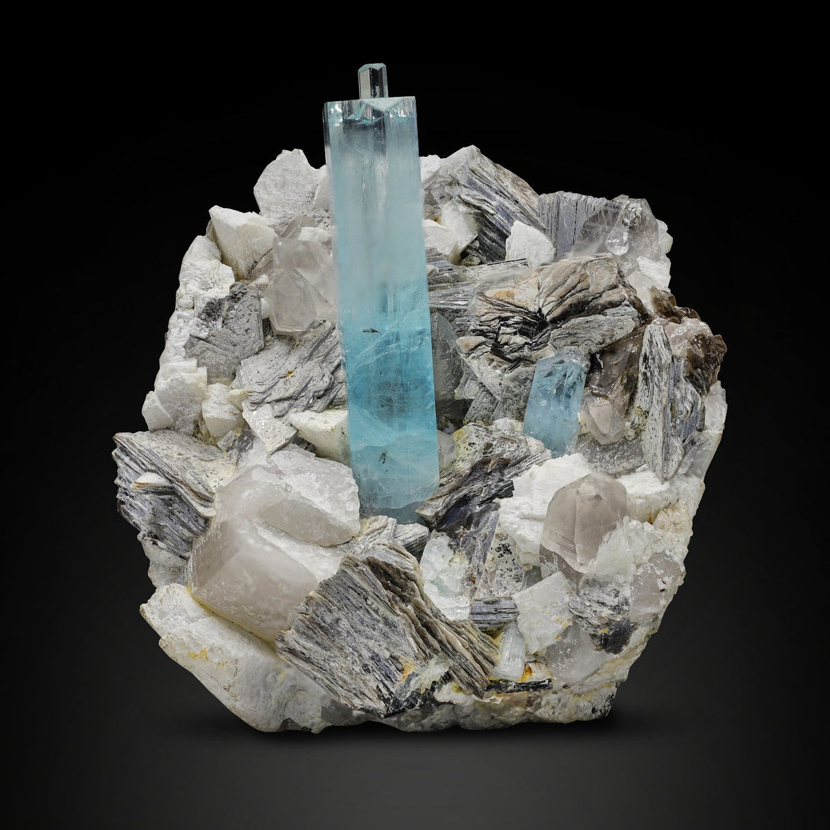 Aquamarine On Muscovite With Albite