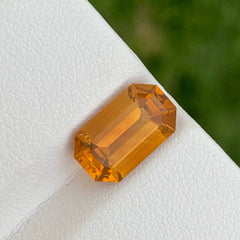 Harvest Orange Citrine 3.35 Carats Emerald Cut Natural Brazilian Gemstone