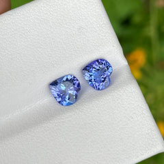 Heart Shaped Blue Tanzanite Stone Pair 2.35 carats Natural Tanzanian Gemstone