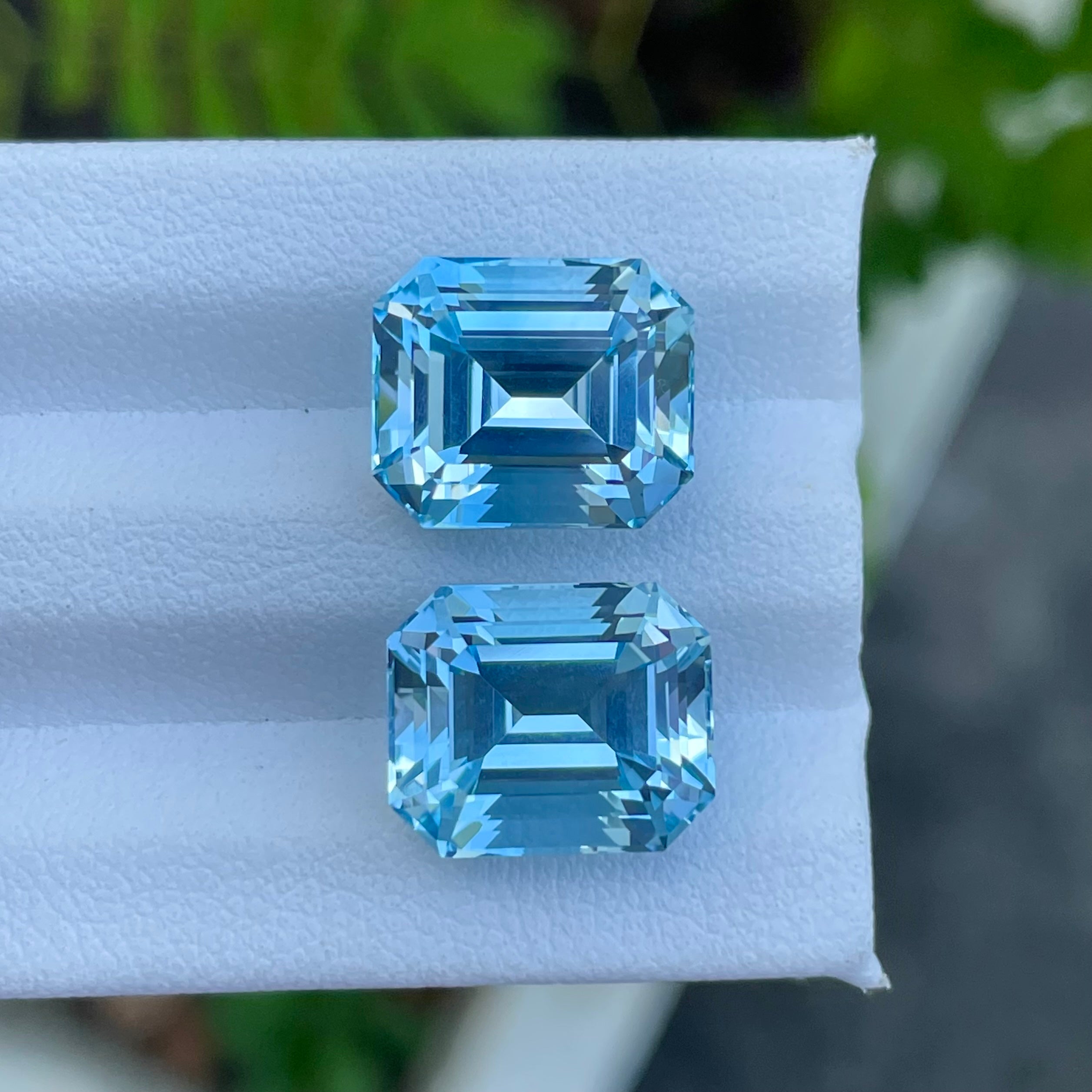 Adorable Beauty of Swiss Blue Topaz Pair 20.65 carats Emerald Cut Natural Madagascar's Gems