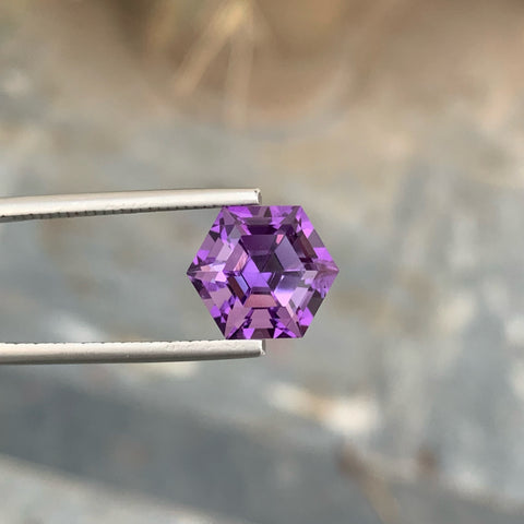 Hexagon Amethyst 5 carats Hexagonal Cut Natural Brazilian Gemstone