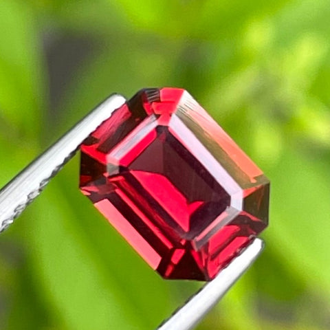 Premium Bright Red Garnet 2.20 carats Emerald Cut Natural Madagascar's Gemstone