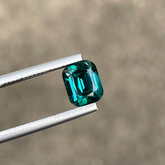 Glowing Greenish Blue Tourmaline 1.70 carats Cushion Cut Loose Afghani Gemstone