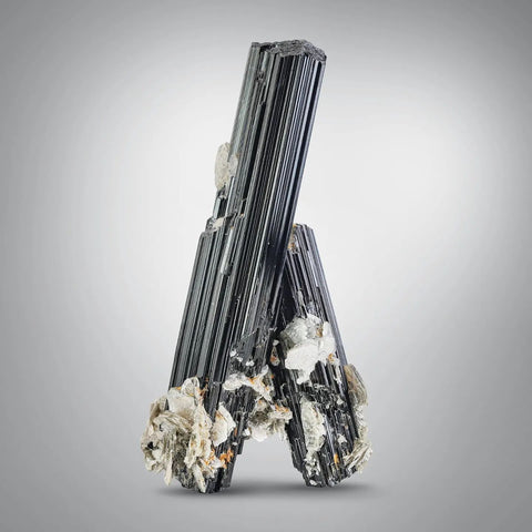 lustrous V-shape Schorl Black Tourmaline with Mica from Pakistan