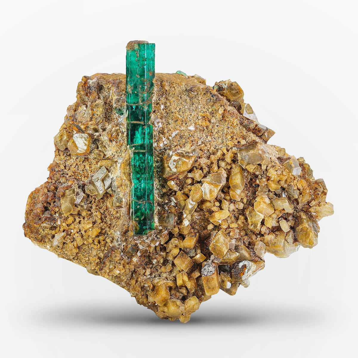 Exquisite Emerald Crystal on Calcite