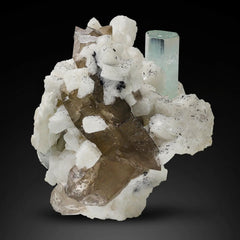 Aquamarine Crystal on Albite With Quartz