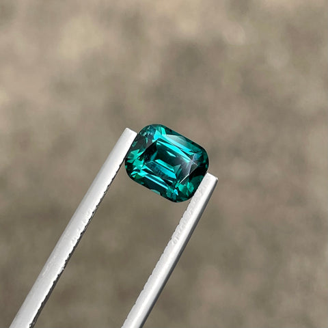 Glowing Greenish Blue Tourmaline 1.70 carats Cushion Cut Loose Afghani Gemstone