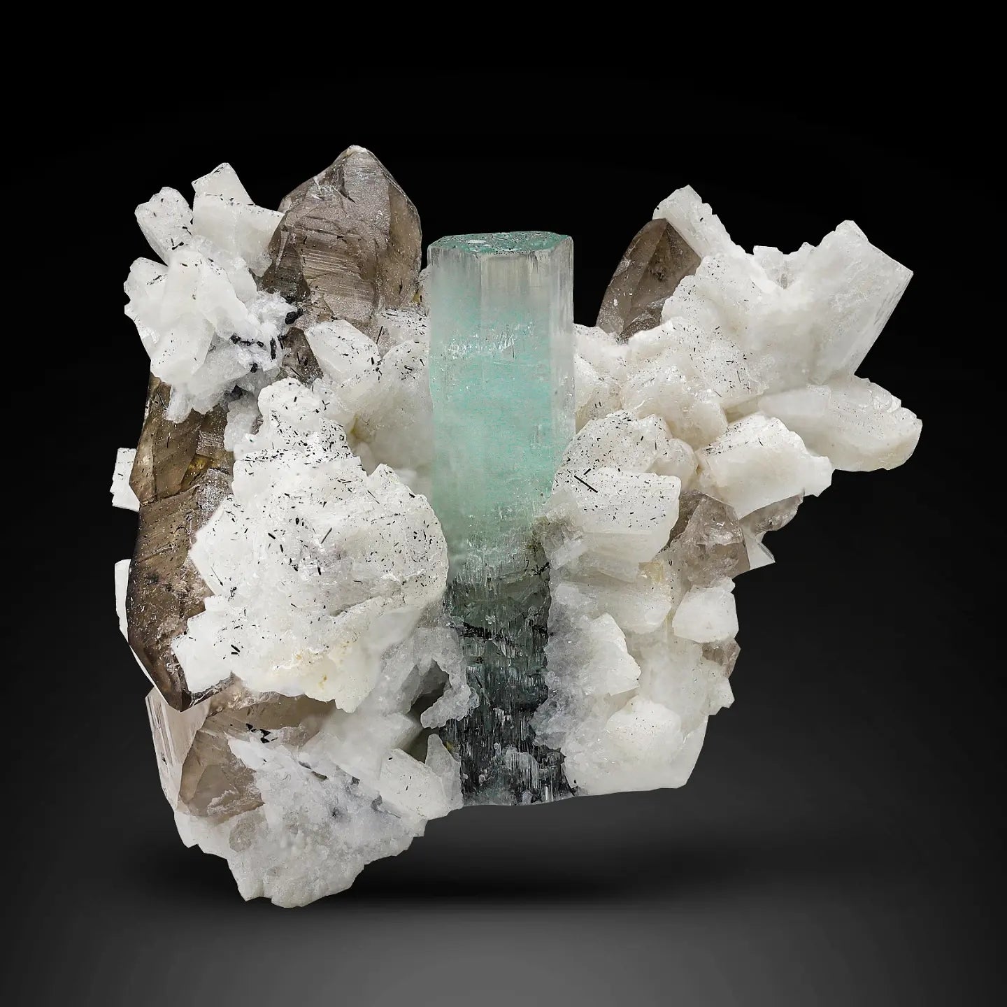 Aquamarine Crystal on Albite With Quartz