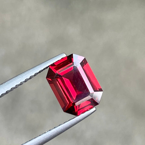 Premium Bright Red Garnet 2.20 carats Emerald Cut Natural Madagascar's Gemstone