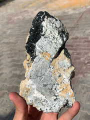 Rare striking black color Augite on Calcite from Zagi Mountains, KPK, Pakistan