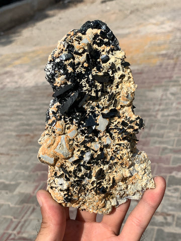 Rare striking black color Augite on Calcite from Zagi Mountains, KPK, Pakistan