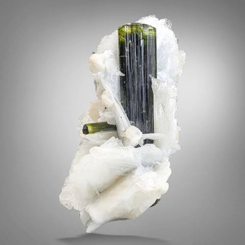 Green Cap Tourmaline on Albite Matrix with Secondary Crystal from Pakistan