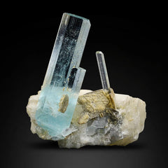 Blue Aquamarine Crystal with Albite