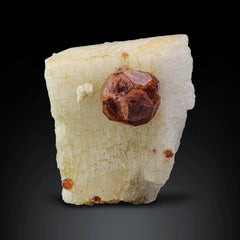 Vibrant Red Spessartine Garnet Crystals on Creamy White Albite Matrix from Pakistan