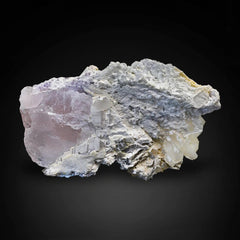 Pink Morganite crystal with purple Lepidolite and Quartz from Kunnar, Afghnistan