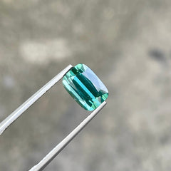 Greenish Blue Hued Tourmaline 2.20 Carats Cushion Cut Natural African Gemstone