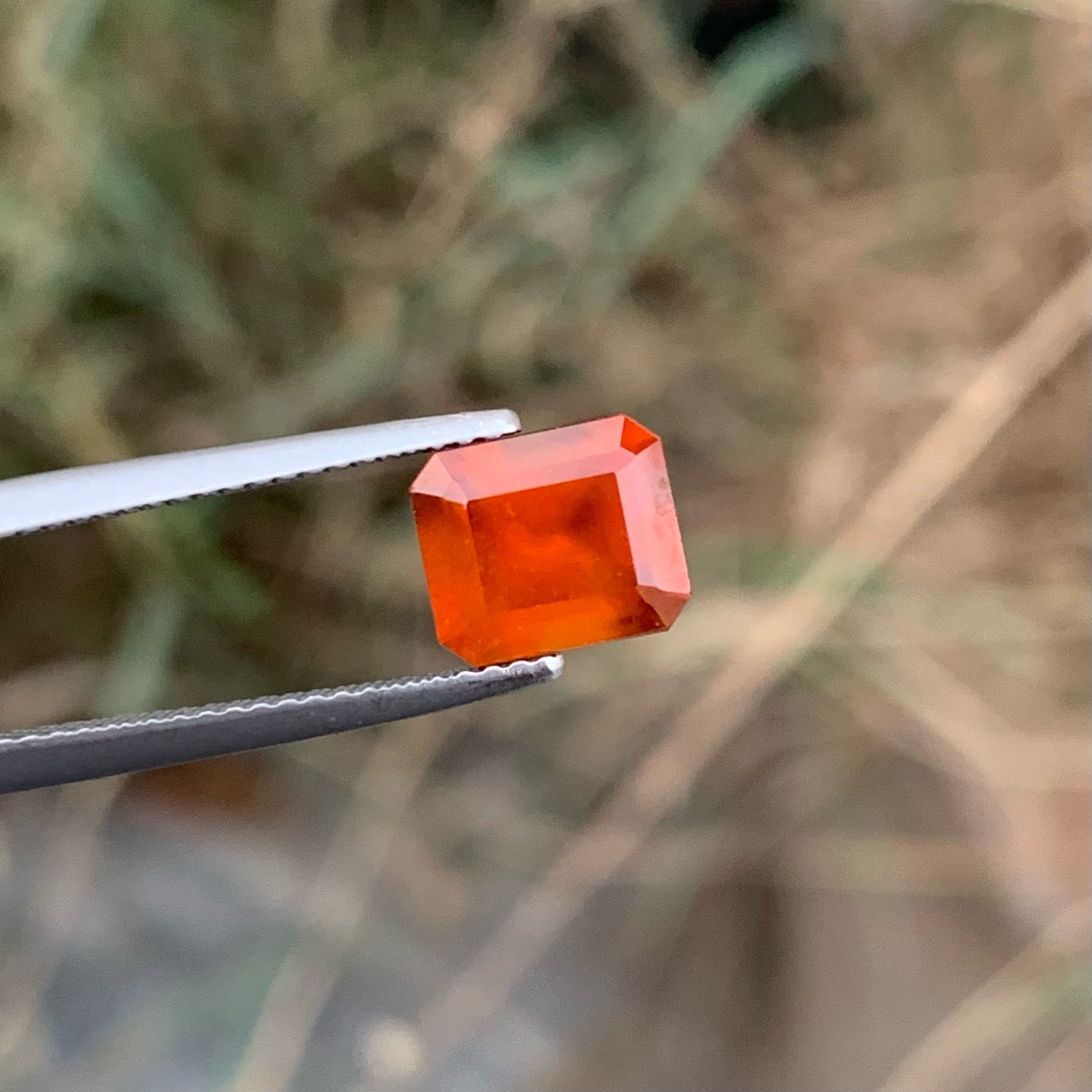 Charismatic Hessonite Garnet Gem 2.50 carats Emerald Cut Madagascar Loose Gemstone