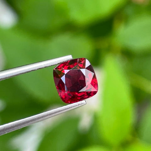 Unique Deep Red Burmese Spinel 1.75 carats Cushion Cut Natural Gemstone