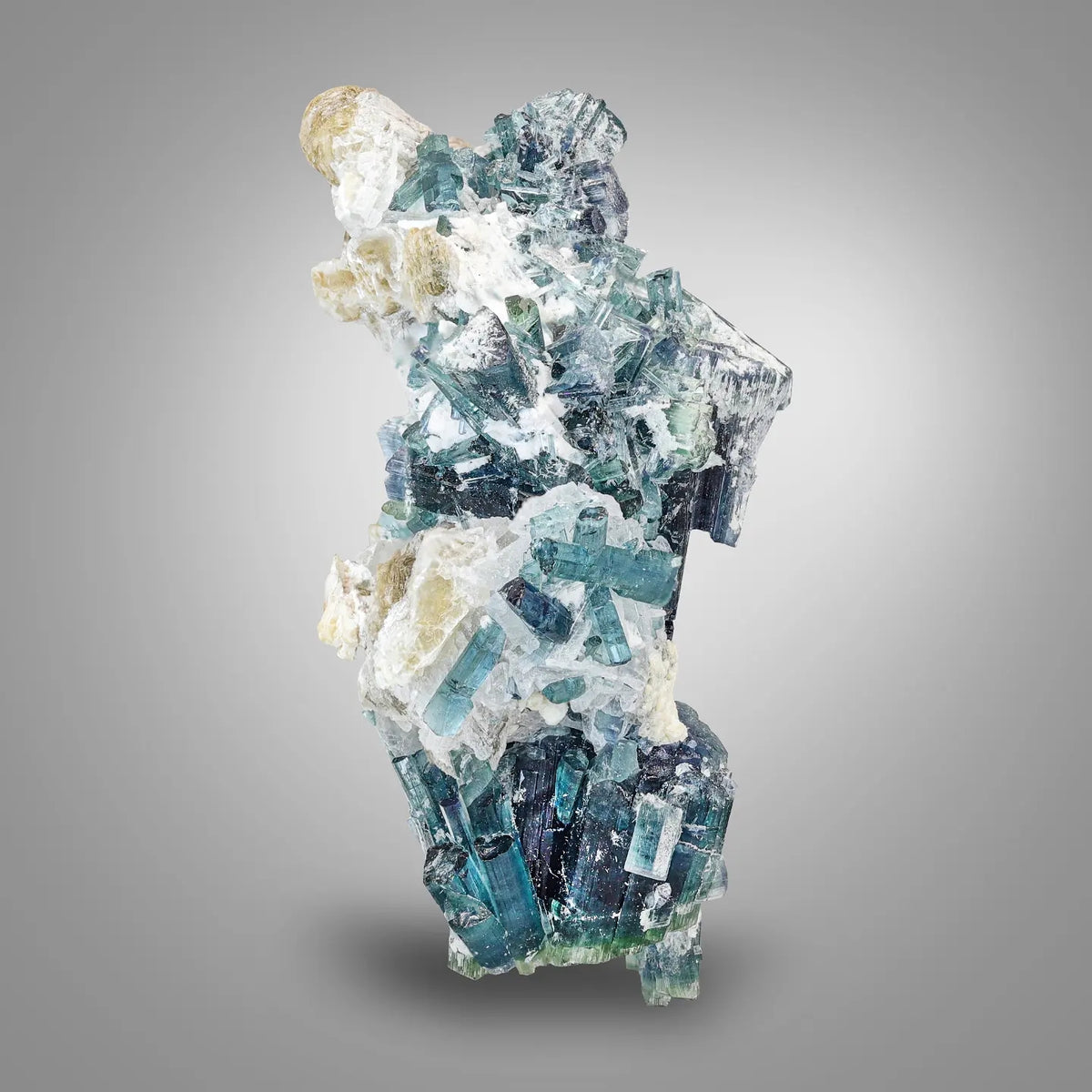 Indicolite Blue Tourmaline Crystals with Albite from Darrah I Pech, Kunnar, Afghanistan