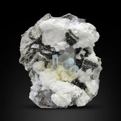 Aquamarine on Albite with Muscovite