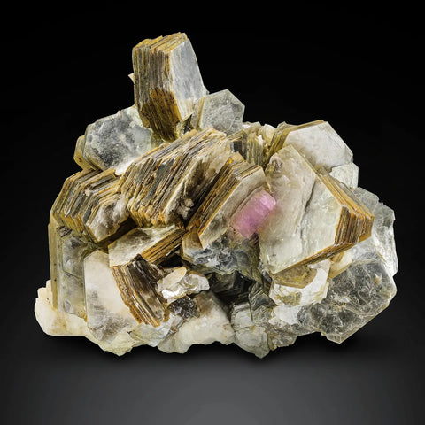 Apatite Crystal on Muscovite Mica Mineral