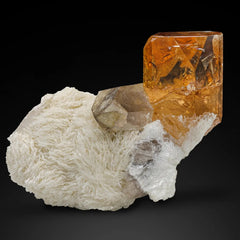  Topaz on Cleavelandite with Smoky Quartz