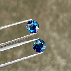 2.01 Carats Blue Round Sapphire Pair