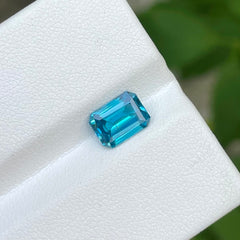 Loose Blue Zircon 2.50 carats Emerald Cut Natural Cambodian Gemstone