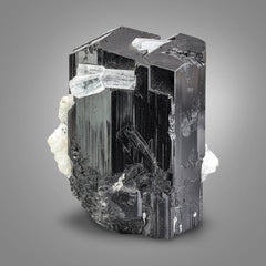 Oceanic Aquamarine on Schorl Black Tourmaline with Albite from Pakistan