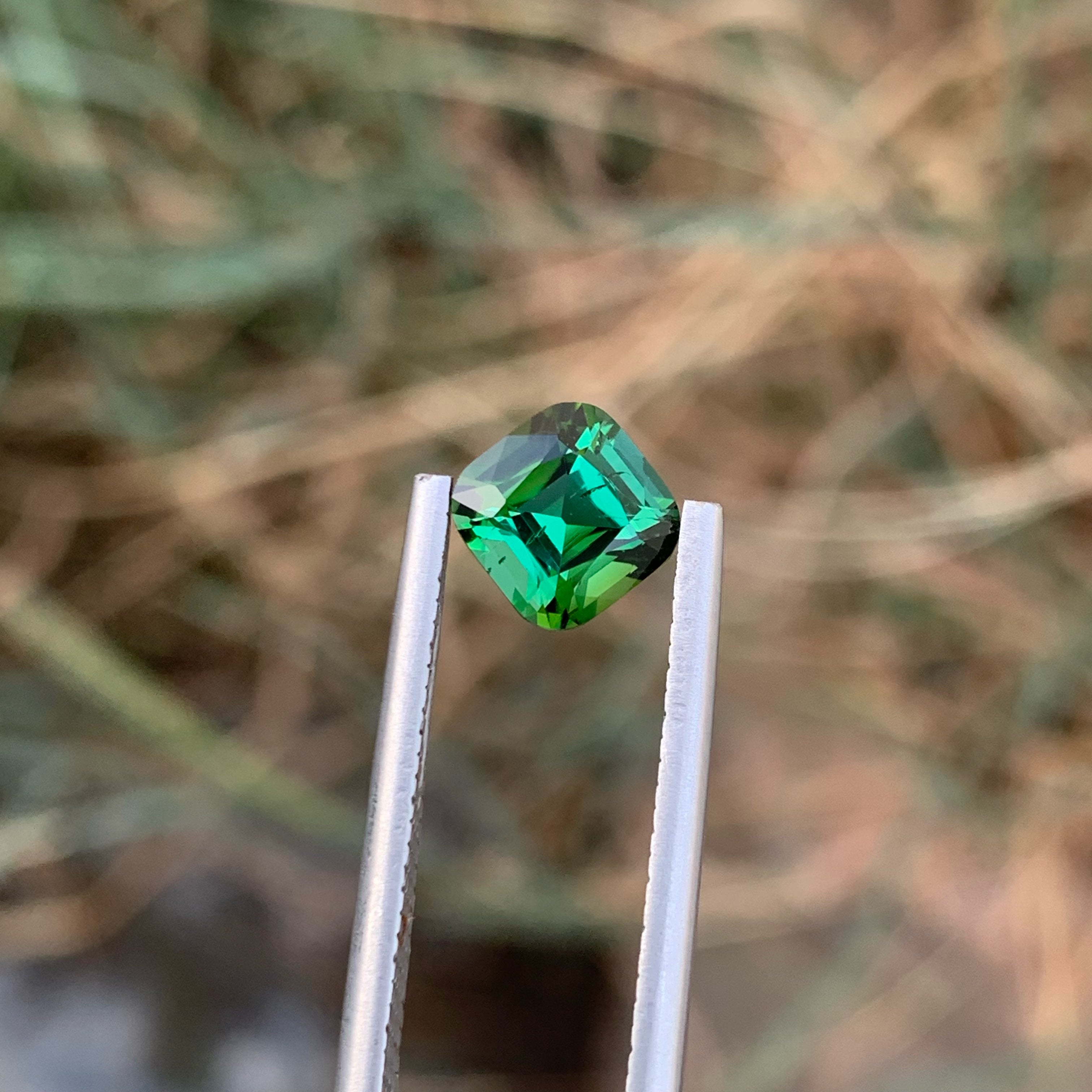Mesmerizing Greenish Blue Tourmaline 1.55 carats Cushion Cut Natural Afghani Gemstone