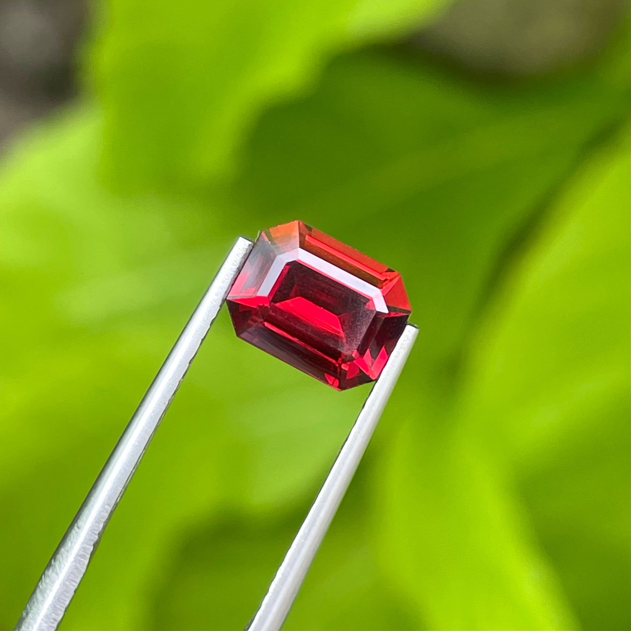 Majestic Red Rhodolite Garnet 2.50 carats Emerald Cut Gemstone from Madagascar