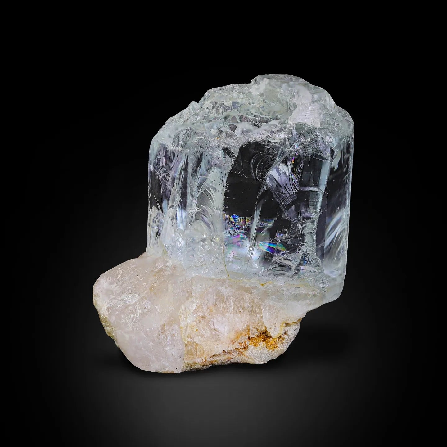 Etched Aquamarine Crystal on Matrix from Skardu, Pakistan