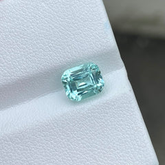 Aplendent Sea Foam Color Tourmaline 2.30 carats Cushion Cut Natural Afghani Gemstone