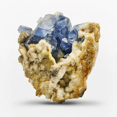  Blue Color Celestine Crystals on Calcite