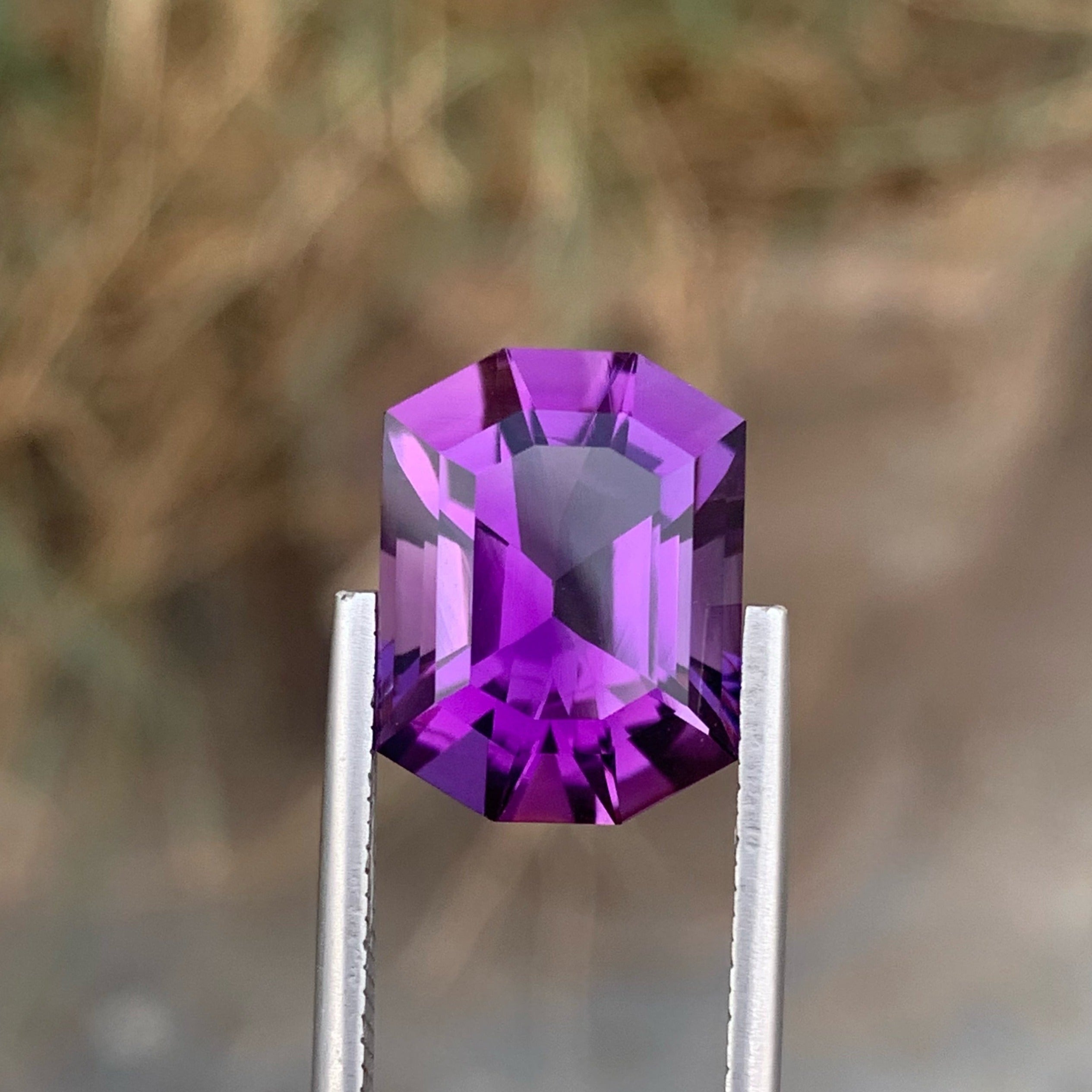 Purplish Amethyst 8.10 carats Custom Precision Cut Natural Brazilian Gemstone