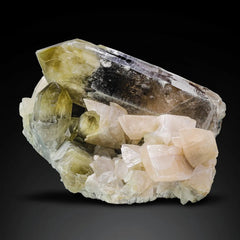 Citrine Quartz Positioned On Calcite