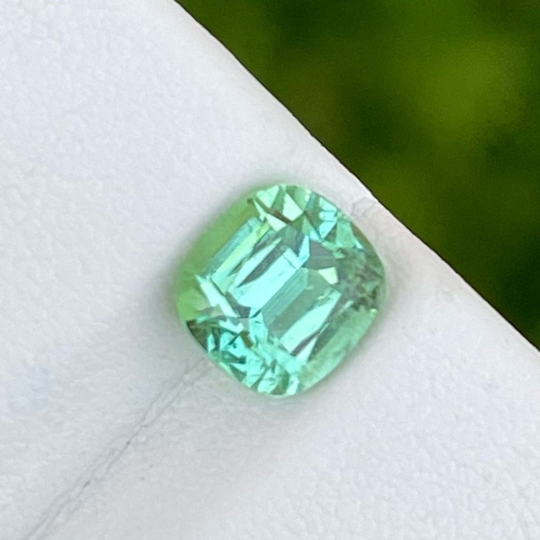 Limited Edition Mint Green Tourmaline 2.45 carats Cushion Cut Afghani Loose Gemstone