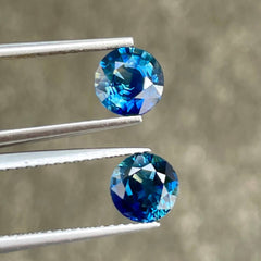 2.01 Carats Blue Round Sapphire Pair