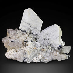  Giant Size Microcline On Tourmaline and Quartz