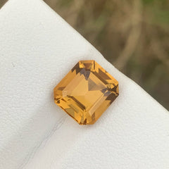 Geological Marvel Orange Citrine 4.10 Carats Emerald Cut Natural Brazilian Gemstone