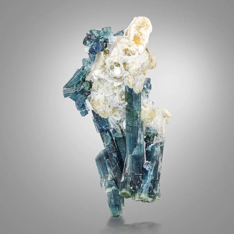Indicolite Blue Tourmaline Crystals with Albite from Darrah I Pech, Kunnar, Afghanistan
