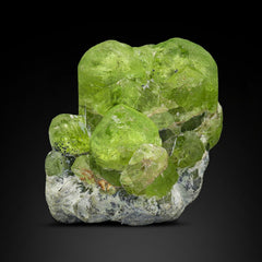 Green Peridot Crystal on Matrix