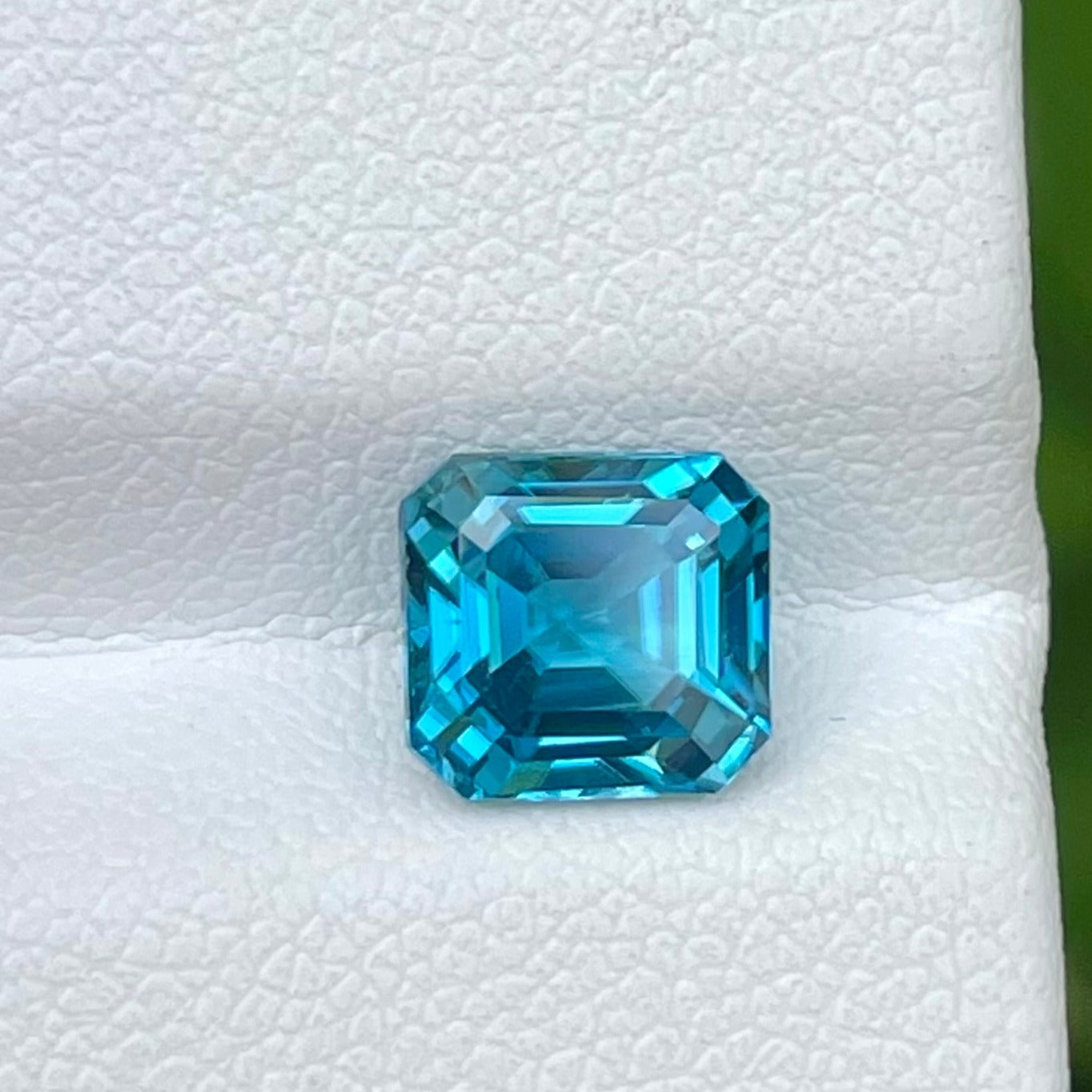 Organic Blue Zircon 2.40 carats Emerald Cut Natural Cambodian Gemstone