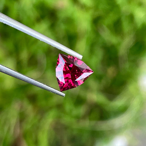 Organic Pinkish Red Rhodolite Garnet 1.40 carats Trilliant Cut Madagascar's Loose Gemstone