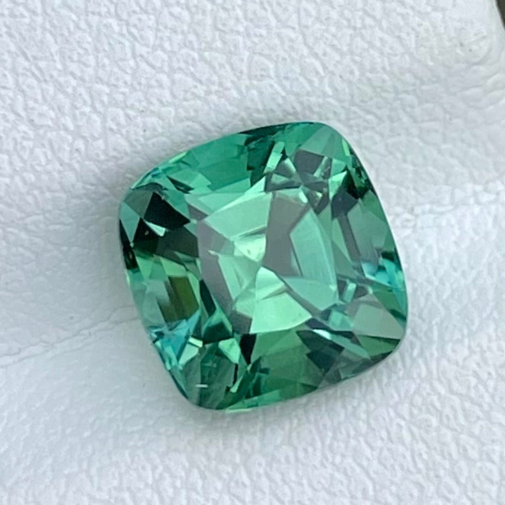 Timeless Beauty of Bluish Green Tourmaline 3.25 carats Cushion Cut Natural Afghani Gemstone