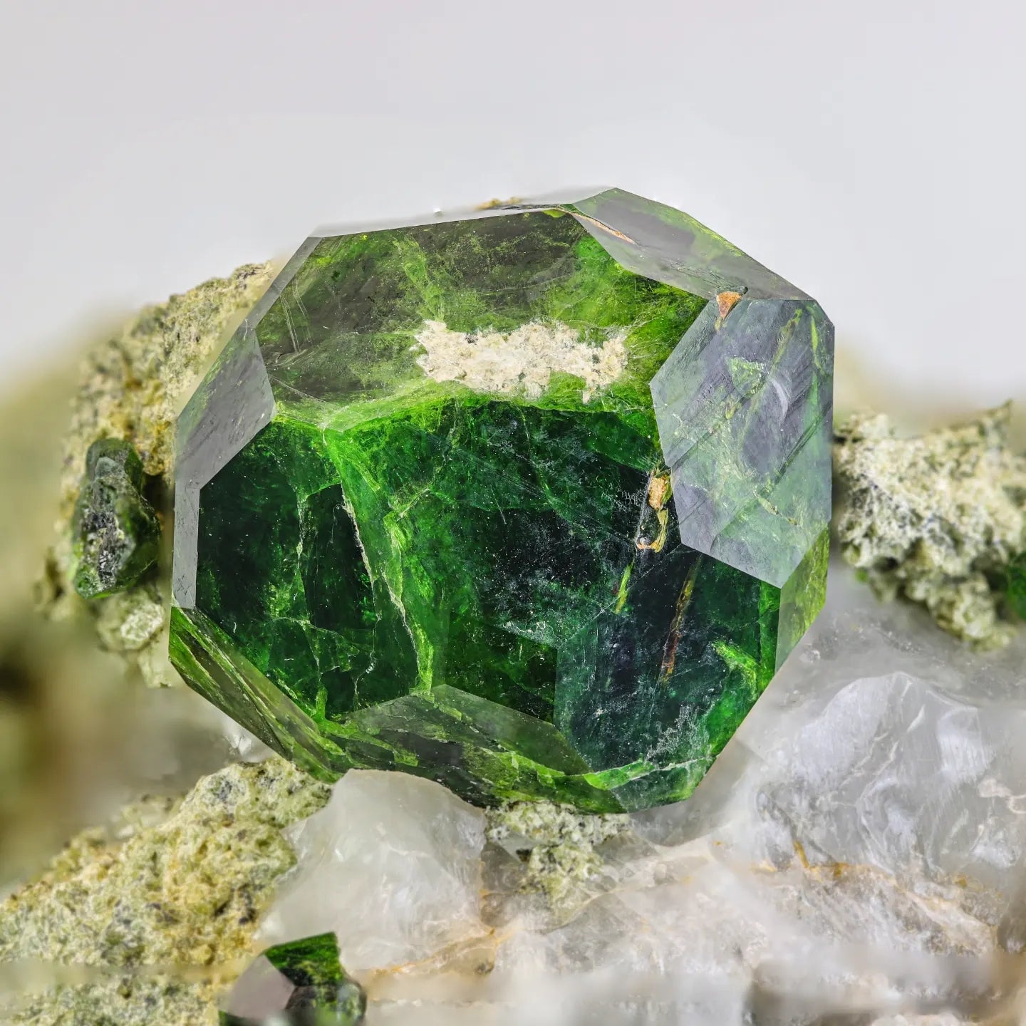 Dynamic Green Demantoid Garnet Focal Crystal on Matrix from Kuh-e-Belgheys, Iran