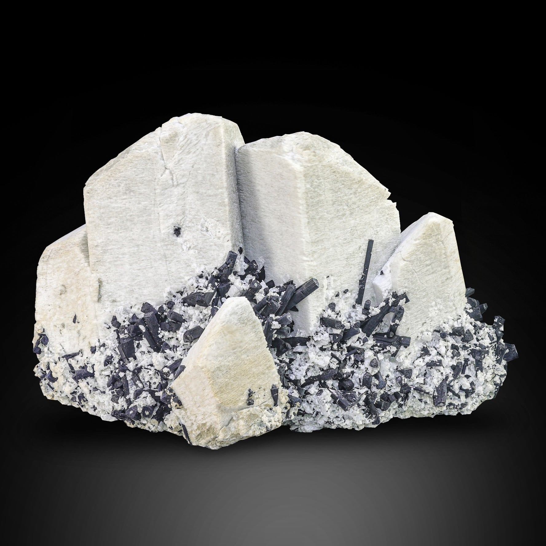 Aesthetic Microcline On Tourmaline and Quartz Crystal